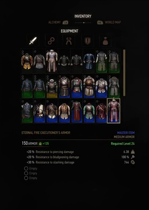 witcher 3 armor eternal fire executioners armor